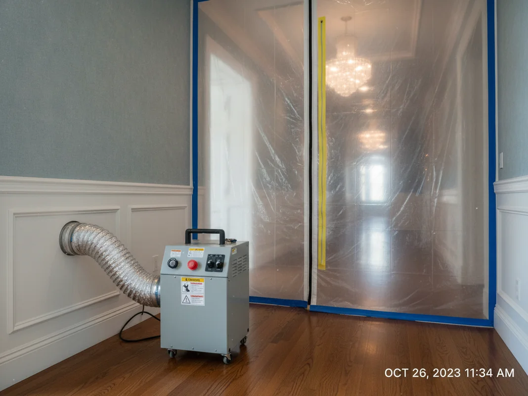 Mold remediation containment and air scrubbing in a Beverly Hills estate home